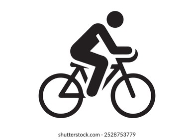 a person riding a bicycle silhouette vector on white background.