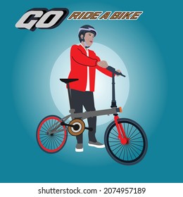 A person riding a bike. business men on bicycles go to work in the city. One line continuous lineart drawing vector illustration.