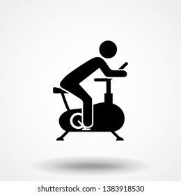 Person Riding Exercise Bike Vector Icon