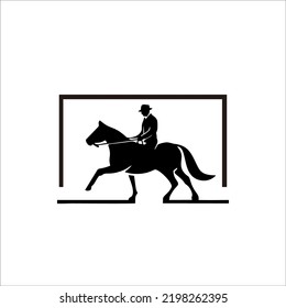 person riding horse silhouette logo design for your t-shirt and identity