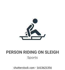 Person riding on sleigh glyph icon vector on white background. Flat vector person riding on sleigh icon symbol sign from modern sports collection for mobile concept and web apps design.