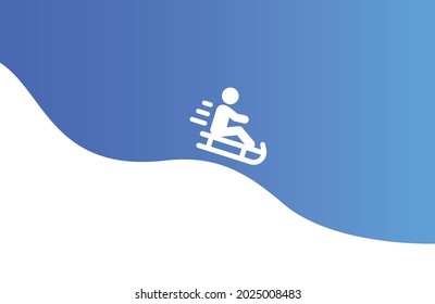 Person riding sledge on snow downhill icon vector illustration. Winter activity concept