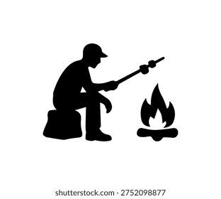 Person roasting marshmallows over a campfire, representing outdoor camping and leisure