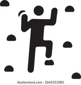 A person rock climbing. The icon shows a climber using small handholds and footholds on a climbing wall.