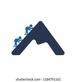 Person rock climbing icon, Climbing silhouette icon
