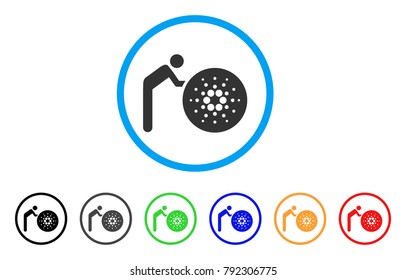 Person Rolling Cardano rounded icon. Style is a flat gray symbol inside light blue circle with additional color versions. Person Rolling Cardano vector designed for web and software interfaces.