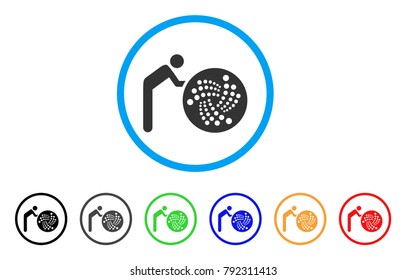 Person Rolling Iota rounded icon. Style is a flat grey symbol inside light blue circle with additional colored variants. Person Rolling Iota vector designed for web and software interfaces.
