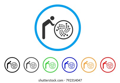 Person Rolling Iota rounded icon. Style is a flat gray symbol inside light blue circle with bonus color versions. Person Rolling Iota vector designed for web and software interfaces.