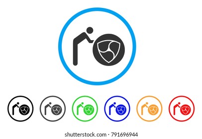 Person Rolling Nem rounded icon. Style is a flat gray symbol inside light blue circle with bonus colored variants. Person Rolling Nem vector designed for web and software interfaces.