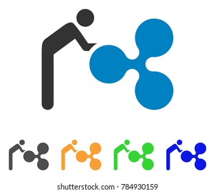 Person Rolling Ripple icon. Vector illustration style is a flat iconic person rolling ripple symbol with grey, yellow, green, blue color versions. Designed for web and software interfaces.