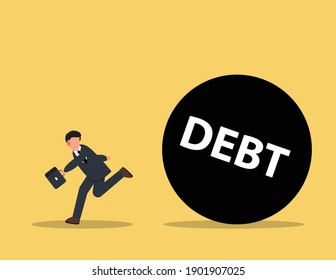 Person run away from debt. Concept business finance vector design.