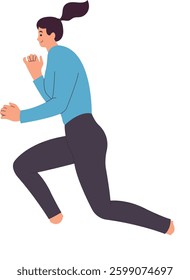 Person Running Cartoon Character. Healthy Activities. Vector Illustration.