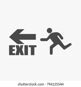 person running to exit sign vector icon 