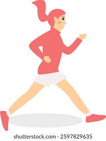 Person Running Marathon Character in Flat Style. Vector Illustration.