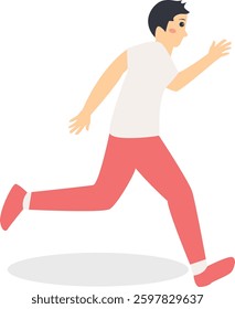Person Running Marathon Character in Flat Style. Vector Illustration.