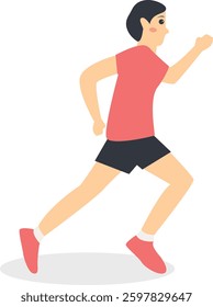 Person Running Marathon Character in Flat Style. Vector Illustration.