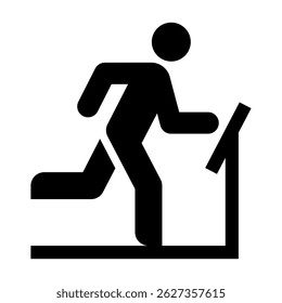 Person running on treadmill icon, gym workout sign, fitness symbol isolated on white background.