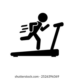 Person running on treadmill silhouette icon. Vector.