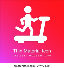 Person running on a treadmill silhouette from side view red and pink gradient material white icon minimal design