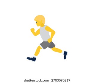 pessoa corrida clube não binário camisa cinza corredor esportes exercício bem-estar símbolo emoji ícone ícone ícone vetor ilustração isolado plano