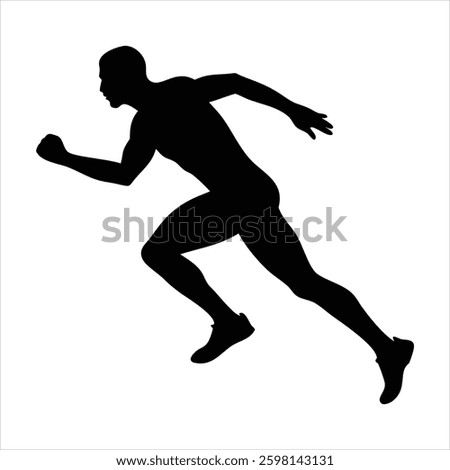 Person Running Silhouette Vector, Runner Silhouette Design, Jogging Silhouette, Sprinting Pose Vector Illustration