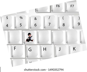 person runs on the computer keyboard