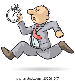 person runs with stopwatch