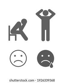 person sad icon set isolated on white