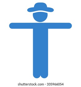 Person Scarescrow vector icon. Style is flat symbol, cobalt color, rounded angles, white background.
