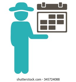 Person Schedule vector icon. Style is bicolor flat symbol, grey and cyan colors, rounded angles, white background.