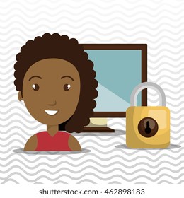 person screen padlock glass vector illustration graphic