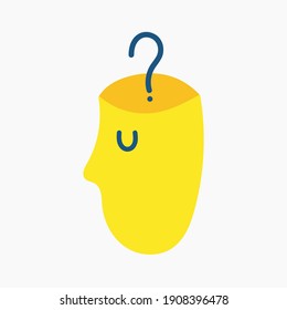 Person in search of himself. Flat psychology vector illustration for mental health. Yellow head silhouette vector
