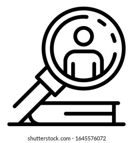Person search icon. Outline person search vector icon for web design isolated on white background