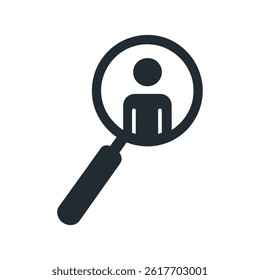 Person Search Magnifying Glass, Human Icon, Identification Symbol