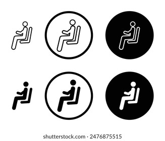 Person seat black filled and outlined icon set