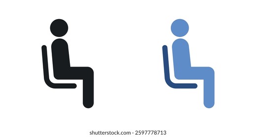 Person seat colored icon set. Stock Vector