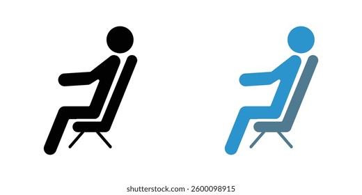 Person seat flat and liner vector icons set