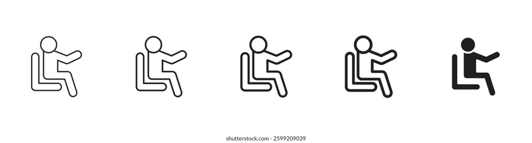 Person seat icons in black outline, solid and colored style