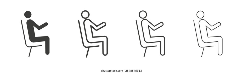 Person seat line icon vector illustration set.