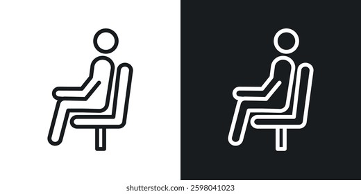 Person seat vector icon set in black and white color.