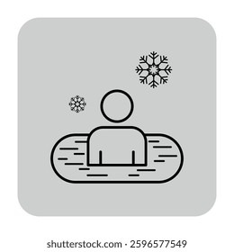 Person seated in hot tub, surrounded by snowflakes, enjoying moment of relaxation. Serene winter atmosphere, promoting wellness and tranquility concept