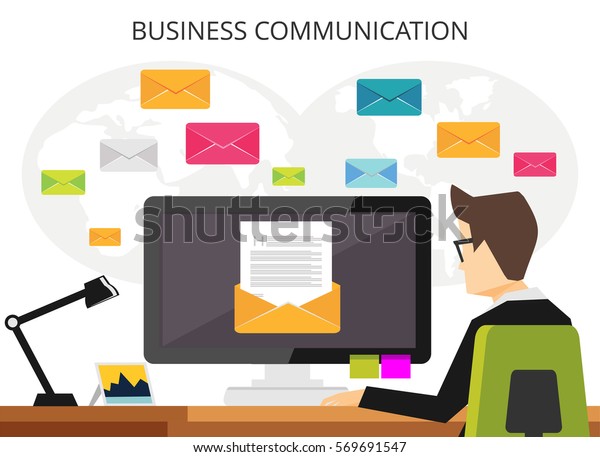 Person Send Email Business Communication Concept Stock Vector Royalty Free