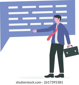 Person sending messages. Concept of chatting, online messaging, application for internet conversation, digital communication. Vector illustration.

