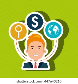 person with set business icon design, vector illustration  graphic 