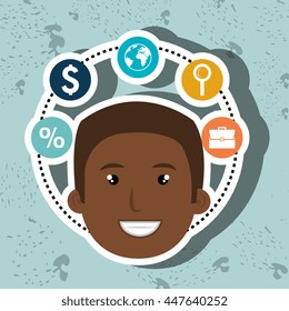 person with set business icon design, vector illustration  graphic 