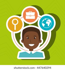 person with set business icon design, vector illustration  graphic 