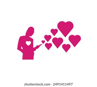 Person share love icon design template illustration