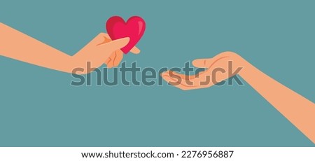 
Person Sharing Love in Generous Gesture Vector Cartoon Illustration. Empathic person sharing affection with other in a couple
