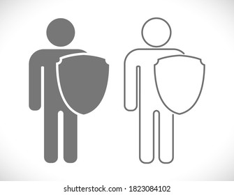 person with shield concept icon