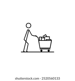 A person with a shopping cart buys everything for the house.